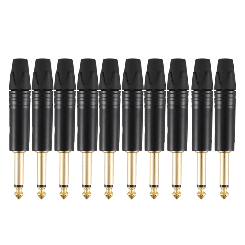 

Hot Gold Plating 10Pcs Plug Mono Professional 2 Pole 6.35 Mm 6.5Mm Stereo Jack Plug Neutrik 6.35Mm