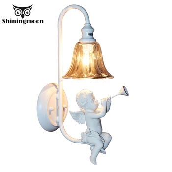 

Modern Art LED Wall Lamps Nordic White Bedroom Wall Light Angel Resin Wall Lights Children Bedroom Deco Wall Sconce Lamp Fixture