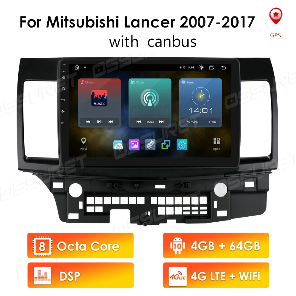 Автомагнитола 2 din 4 Гб + 64 ГБ Android 10 для Mitsubishi Lancer 2007 2013 мультимедийный видеоплеер GPS