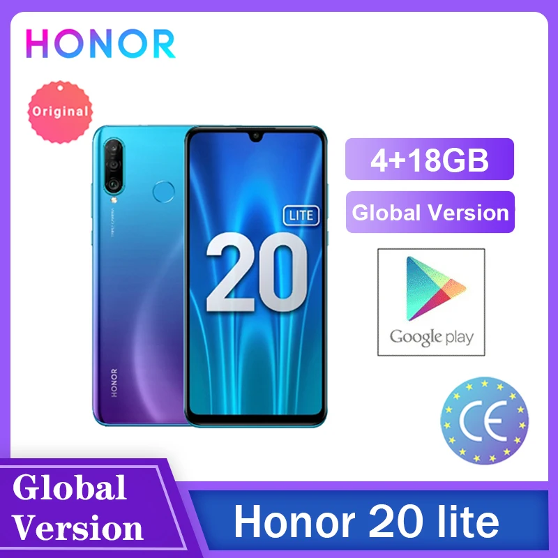 Honor 20 Lite 4 Гб 128 ГБ глобальная версия спереди 32MP Kirin 710 Octa Core Android 9 0 Face ID мобильный