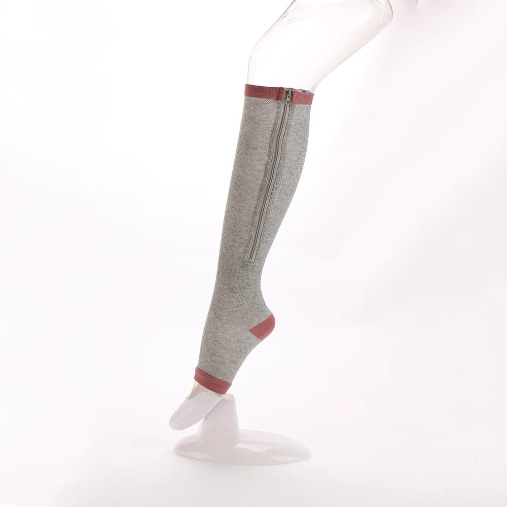 Women Zipper Compression Socks Anti-Fatigue Miracle Copper Unisex Zip Leg Support Knee Sox Open Toe Cycling Sport Sock BC0119 (5)