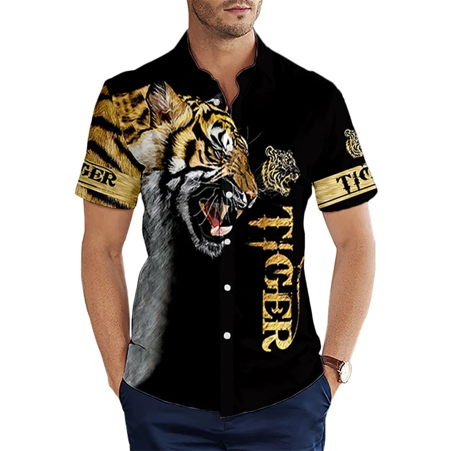 2021 Summer Short sleeve Shirts Animal Premium Tiger Skin Pattern 3D All Over Printed Hawaiian Shirt Mens Casual Beach Shirt latest real leather fingerless gloves white lizard skin animal pattern pure sheepskin half finger short woman gloves tb130