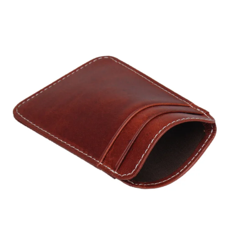 

Manufacturers Customizable Men Mini Ultra-Thin Genuine Leather Small Card Holder Women's Multi Card Bit First Layer Leather Busi