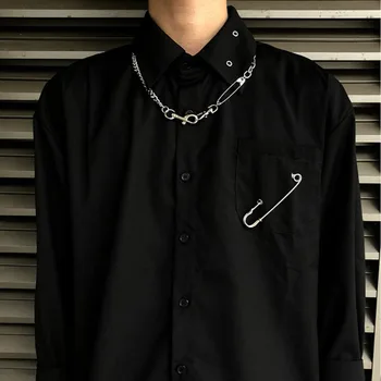 

INS Hot Handmade Stainless Steel Safety Pin E- Boy Necklace 2020 Harajuku Street Punk Collares Mujer