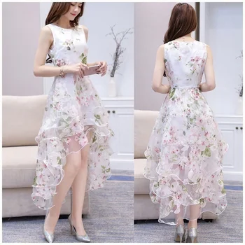 

Princess skirt adult organza dress summer white sweet Korean puff skirt tutu skirt short front long dress