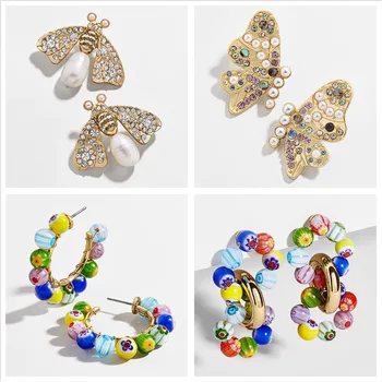 

Elegance Bohemina Bauble Bar Shiny Butterfly Drop Earrings for Women Trendy Wedding Party Colorful Pendant Earrings Jewelry Gift