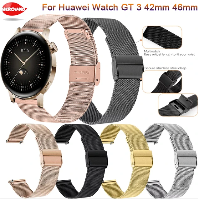 Para Huawei Watch GT4 46 mm Milan Correa de reloj de malla de acero  magnético (negro)