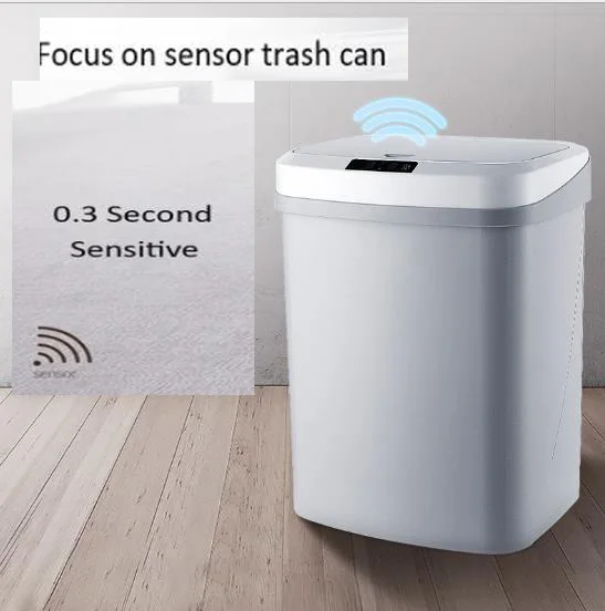 

12L Inductive Garbage Waste Bin Home Automatic Sensor Kitchen Smart Stainless Steel Dustbin Rubbish Bathroom Storage Trashcan