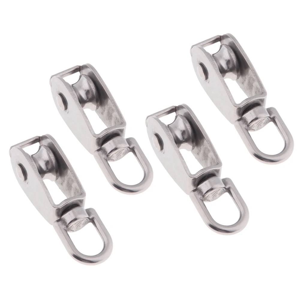 4Pcs 304 Stainless Steel Single Swivel Pulley Block with Swivel Eye M15