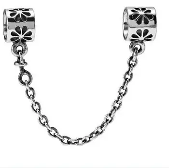 

50pcs/lot Fashion Vintage Pandora Tibetan Silver Safety Catch Chain Plated Beads 8 CM Length Free Shipping