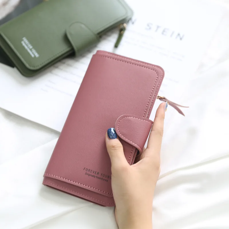2021 Wallet Women Leather Luxury Card Holder Clutch Casual Women Wallets Zipper Pocket Hasp Ladies Wallet Money Bag Female Purse
