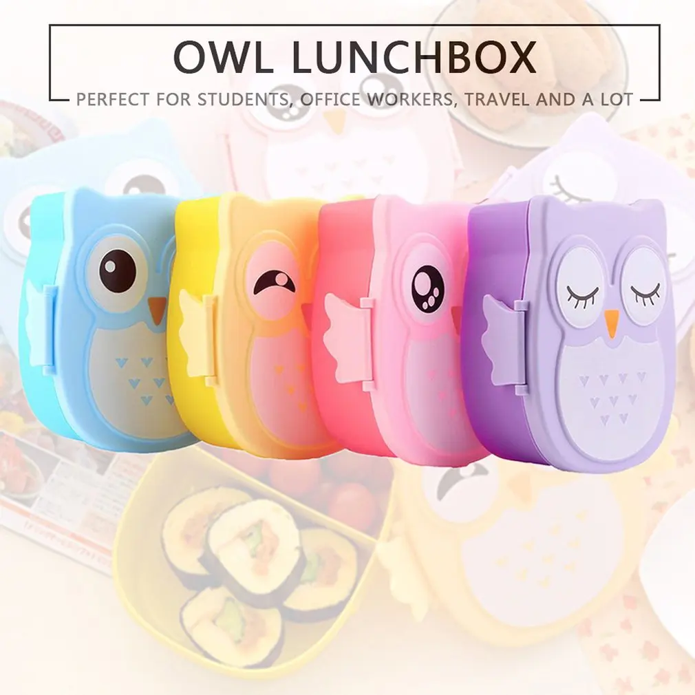 Microwave Cartoon Owl Lunch Box Food Storage Container Children Kids School Office Portable Bento Box