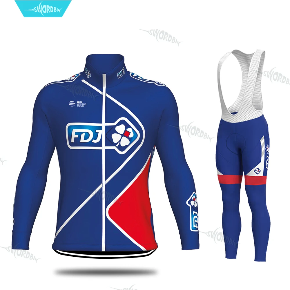 FDJ Pro Team велосипедная одежда с длинным рукавом Одежда Джерси набор мужской комплект Cycl Одежда дышащая быстросохнущая Ropa Ciclismo