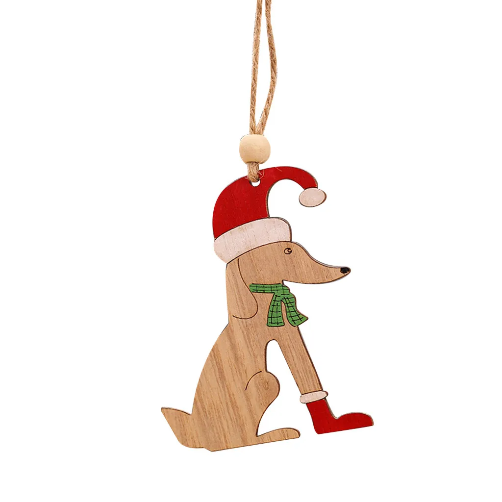 Счастливого Рождества автомобиль орнамент с изображением собак украшения деревянный подвесной кулон Лось рождественские украшения для дома Navidad подарок на год - Цвет: dog 4