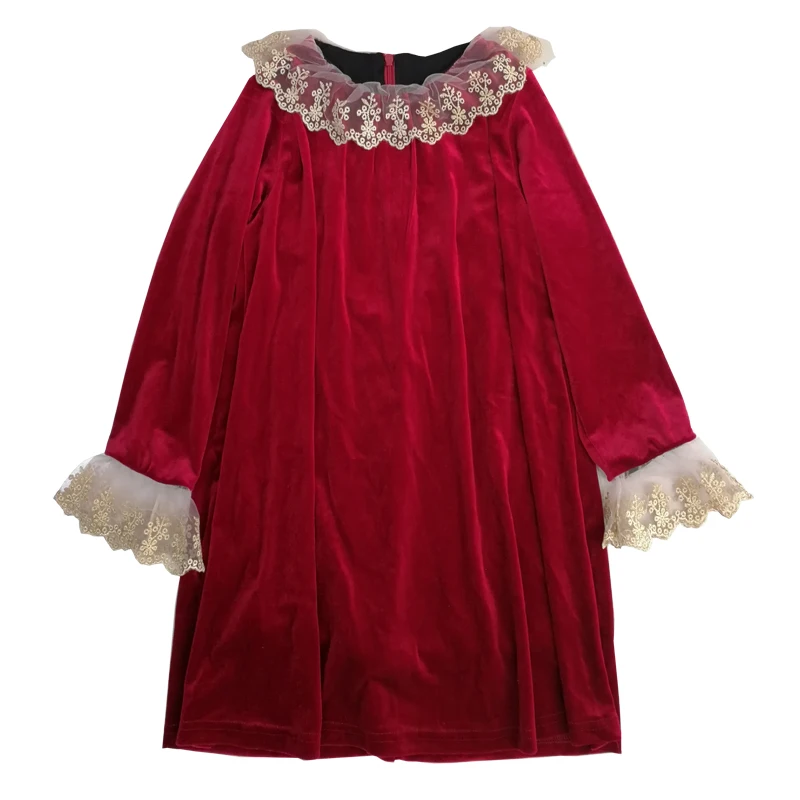 Fall-Children-Retro-Dresses-Baby-Princess-Party-Frocks-Girls-Winter-Dress-Wine-Red-Velvet-Kids-Party