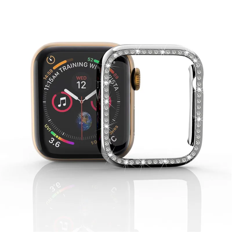 Для женщин женские часы-браслет для наручных часов Apple Watch 38/42/44/40 мм цепи, украшенные бриллиантами металлический ремешок для наручных часов iWatch серии 5 4 3 2 1 полос - Цвет ремешка: Silver case