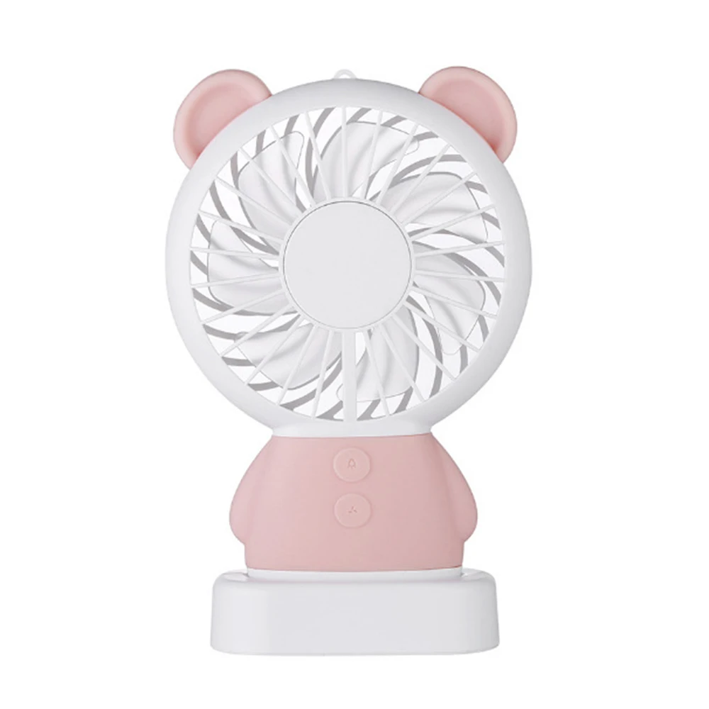 pink bear Ручной вентилятор, электрический вентилятор, карманный вентилятор, цветные огни с основанием, 800 мАч, портативный, мультяшный, летний, ультратонкий, охлаждающий - Цвет: pink bear