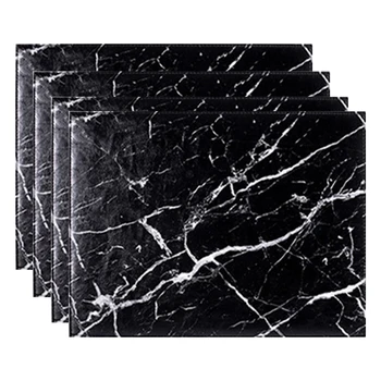

4pcs/set Stain Resistant Multifunction Rectangle Kitchen Table Placemat PVC Living Room Oil Proof Imitated Marbling Restaurant
