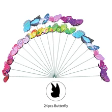 24 шт бабочки колья украшения сада год Рождество наружные заборы садовые лужайки Backyards DIY украшения для патио