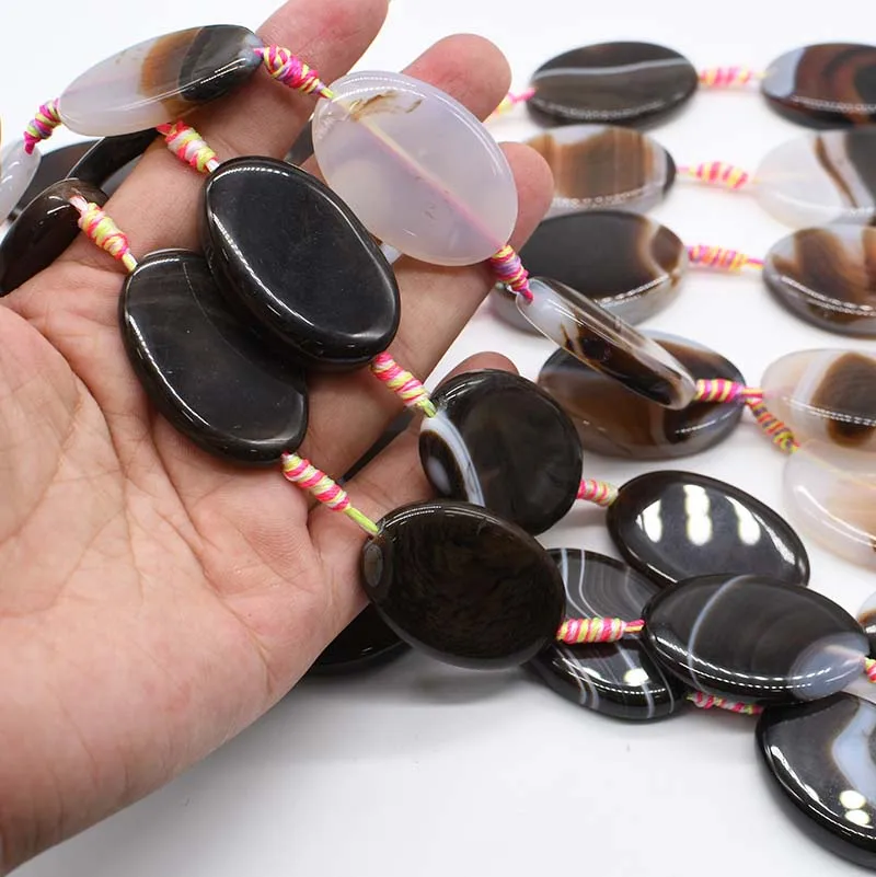 2strands/lot Oval black and white agate natural stone beads For DIY Necklace Bracelet Jewelry Making 15