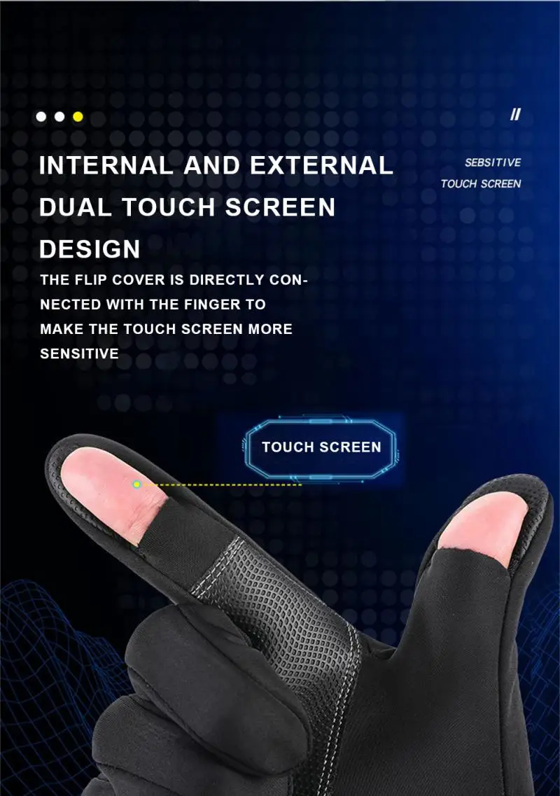 2022 1Pair Outdoor Winter Fishing Gloves Exposed Two-finger Non-Slip Screen Waterproof Non-slip Wrist Elastic Warm Fishing Glove