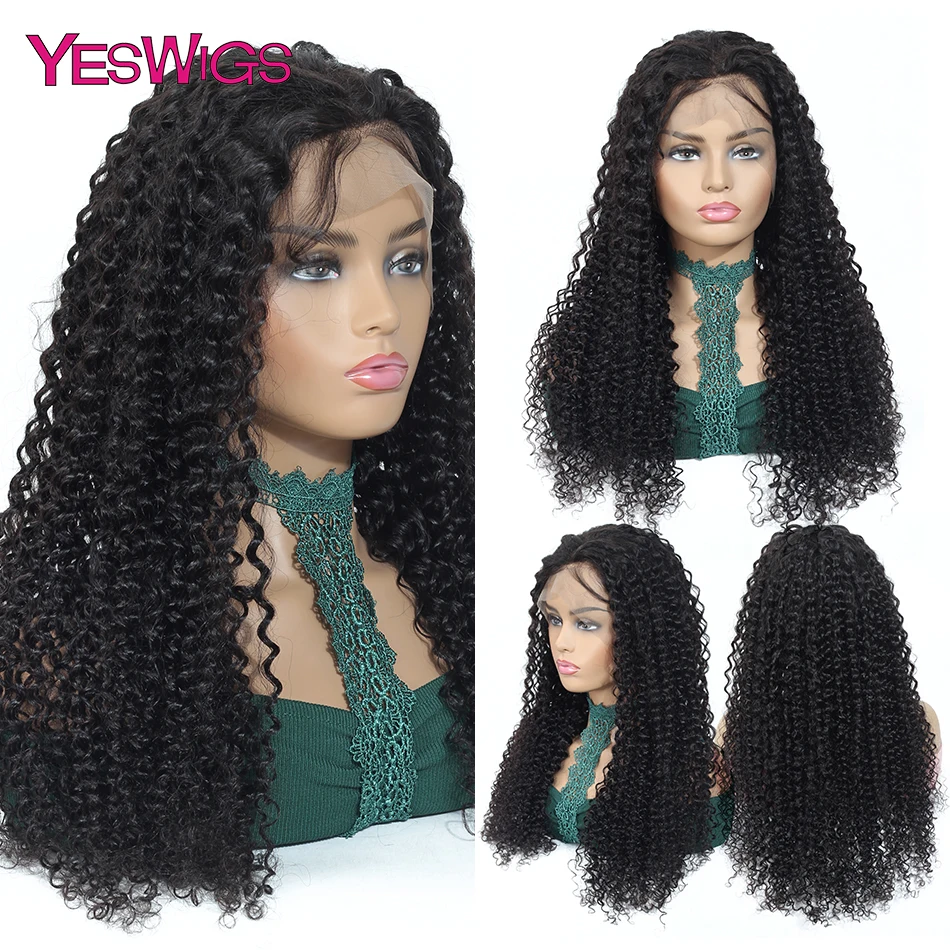 YesWigs 360 индийские кудрявые человеческие волосы парик предварительно сорвал с волосами младенца кружева передние парики для черных женщин