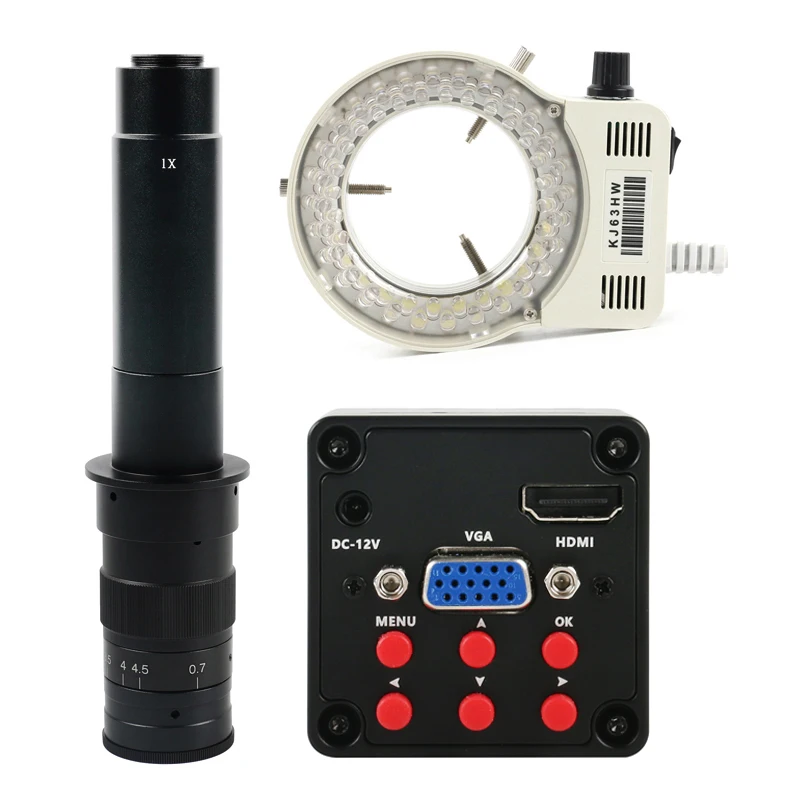 SONY IMX307 CMOS сенсор 1080P HDMI VGA промышленный цифровой видео микроскоп камера для телефона процессор печатная плата SMD ремонт пайки - Цвет: 300x lens with Light