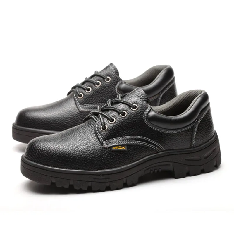 1 пара; черные дышащие водонепроницаемые противоскользящие безопасные рабочие страховые ботинки со стальным носком; рабочие ботинки для мужчин