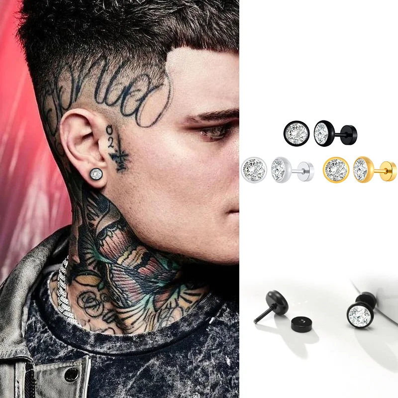Runde CZ Stud Ohrringe, Schraube zurück Cz Studs, Schlaf Cz Studs, Unisex Schmuck