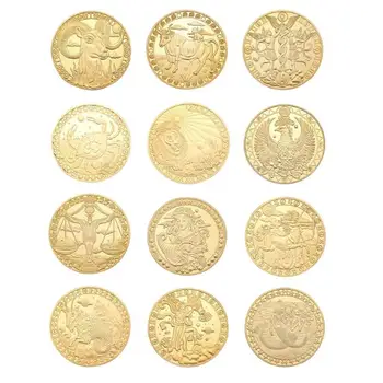 

12 Constellation Coins Collectibles Gold Plated Physical Commemorative Coin Collectible Gift Monedas Coleccionables coins collec