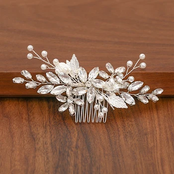 Silver Color Pearl Rhinestone Wedding Hair Combs Hair Accessories For Women Accessories Hair Ornaments Jewelry Bridal Headpiece 5