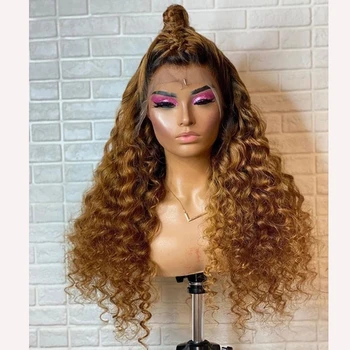 

Golden Blonde Deep Wave Lace Front Wigs for Black Women Glueless Full Lace 180Density Ombre 2Tone Color Wigs