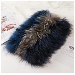 Quality female real fox fur scarf, pink and gray mixed round fur ring, temperamental fox fur shawl 22x70cm - Color: as picture