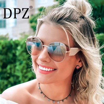

2020 DPZ New luxury fashion woman metal big frame pilot sunglasses men high quality driving brand sunglasses UV400 Oculos De Sol