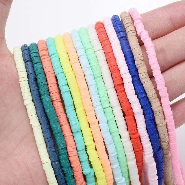 350Pcs 4mm Flat Round Polymer Clay Beads Chip Disk Spacer Slice Beads For  DIY Jewelry Making Handmade Bracelet Necklace Earrings - AliExpress