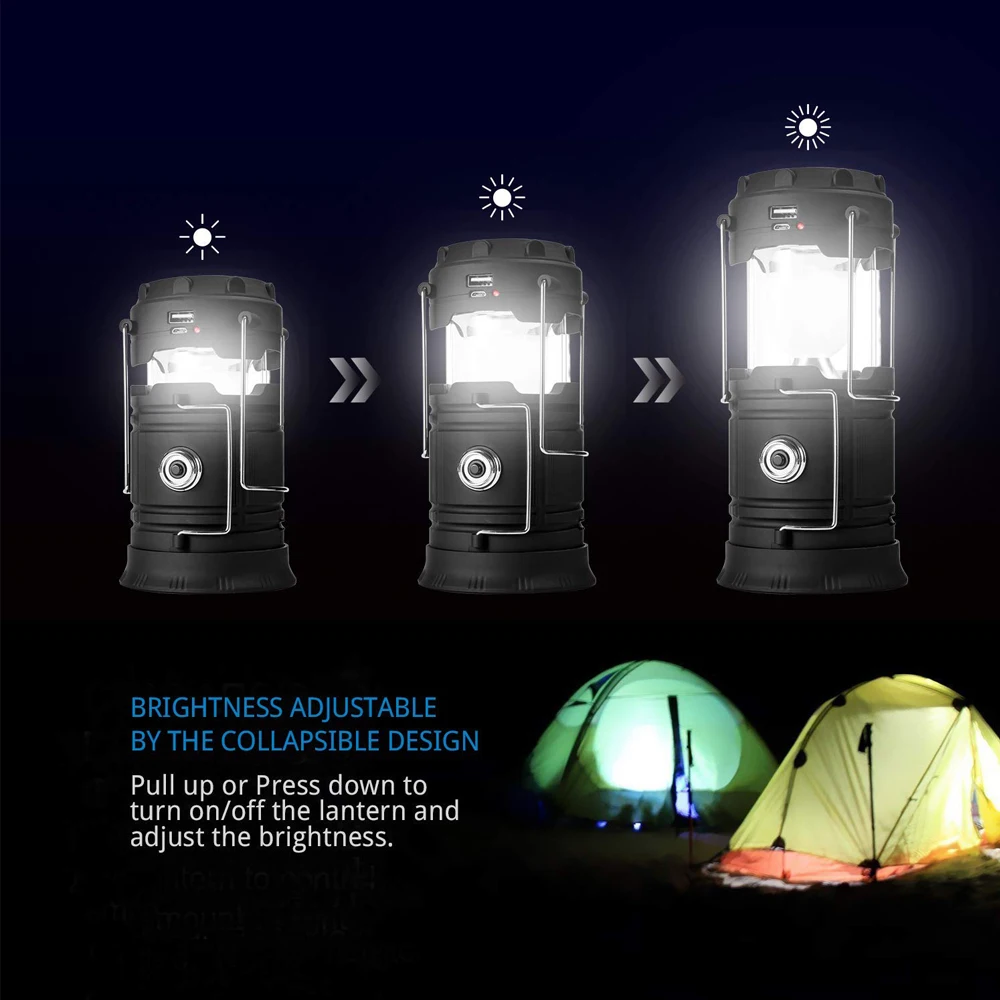 Lightingview светодиодный фонарь для кемпинга складной солнечная палатка осветительное оборудование для наружного туризма кемпинга