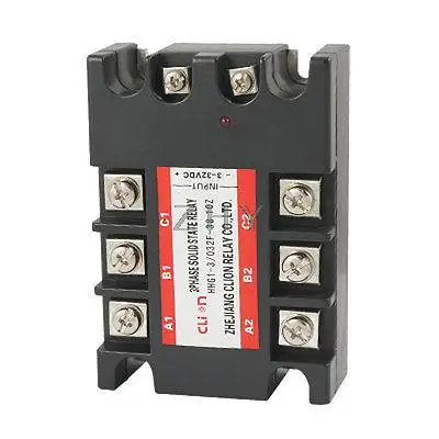 

DC to AC Three 3 Phase Solid State Relay SSR 10A 3-32V DC 380V AC