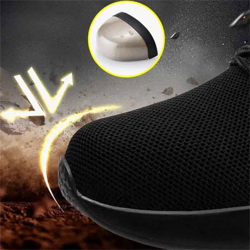 Мужская защитная обувь из сетчатого материала со стальным носком, дышащие рабочие кроссовки с защитой от проколов, дышащая обувь размера плюс, Мужская Вулканизированная обувь