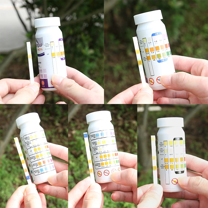 6 в 1 тест полоски для бассейна спа хлор PH Щелочность воды твердость на остаточный