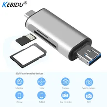 Kebidu Портативный 5-в-1 Тип C OTG кард-ридер с флеш-накопитель USB с гнездовым Интерфейс для ПК USB 3,0 чтения TF устройство чтения карт памяти адаптер компьютера