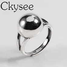 

Ckysee 100% 925 Sterling Silver Simple Tide Ball Rings Adjustable Closed Ring For Woman Dia 18mm 925 Silver Charms Jewelry