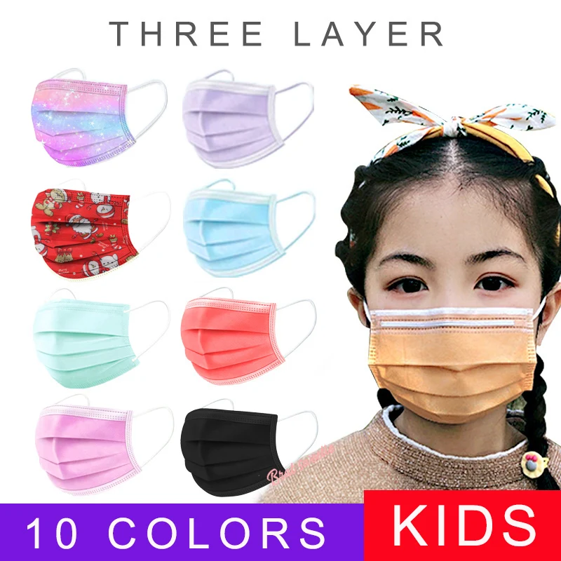 10/50/100pcs Face Mask For Kids With Filter Child Mask 3 Layer Ply