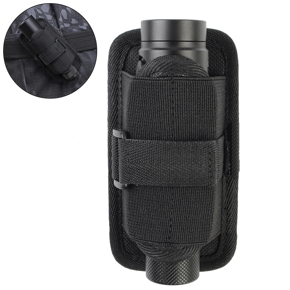 Tactical Molle 360 Degrees Rotatable Flashlight Holster Pouch Holder Waist Case 
