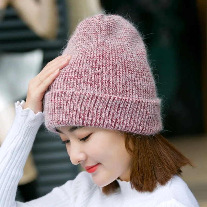 

Hats Women Winter Winter Rabbit Hair Knitting Student Hats Warm Jock Headphones Wool Hats