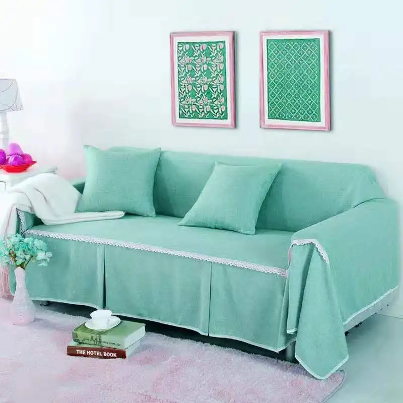 1/2/3/4-seater для диванов для Гостиная однотонные Цвет верхний край декорирован кружевом диван Полотенца все включено пылезащитный чехол для дивана Твердый Чехол - Цвет: Color 9