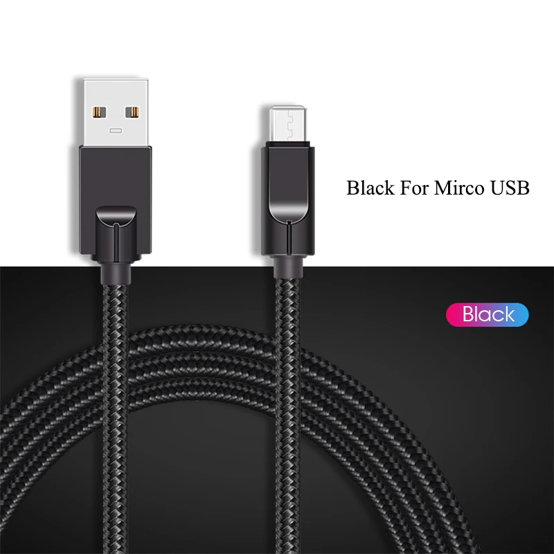 1 м Micro USB оплетка Быстрая зарядка телефонный кабель для Android для Xiaomi Redmi Note 5 Pro мобильный кабель передачи данных телефона для samsung S10 S9 - Цвет: Black