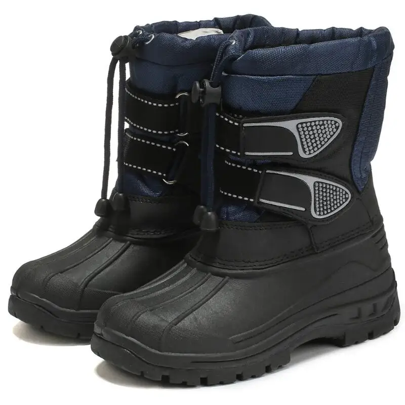 Unisex Kids Martin Boots Boys Ankle Boots Soft PU Leather Warm Fur Children Winter Boots Patchwork Colors Size 28-33
