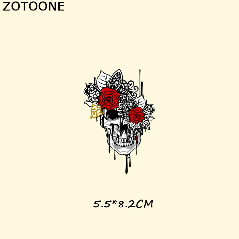 Лазерный ZOTOONE череп патчи для футболки Платья А-уровня моющиеся глажки наклейки Патчи теплопередача печать на одежде для детей E - Цвет: Лазерный