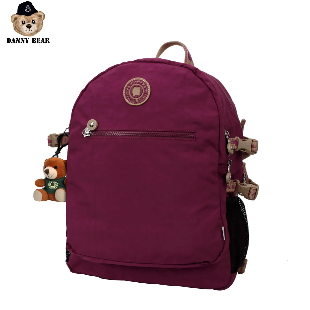 

Danny Bear Women Solid Series Ziper Bag Bear Ornaments Causal Purple Backpack DBWB8118001-051R