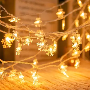 

20 Snowflake LED String Lights Fairy Lights Outdoor Battery Operated Garland Christmas Decoration New Year Party Wedding decor